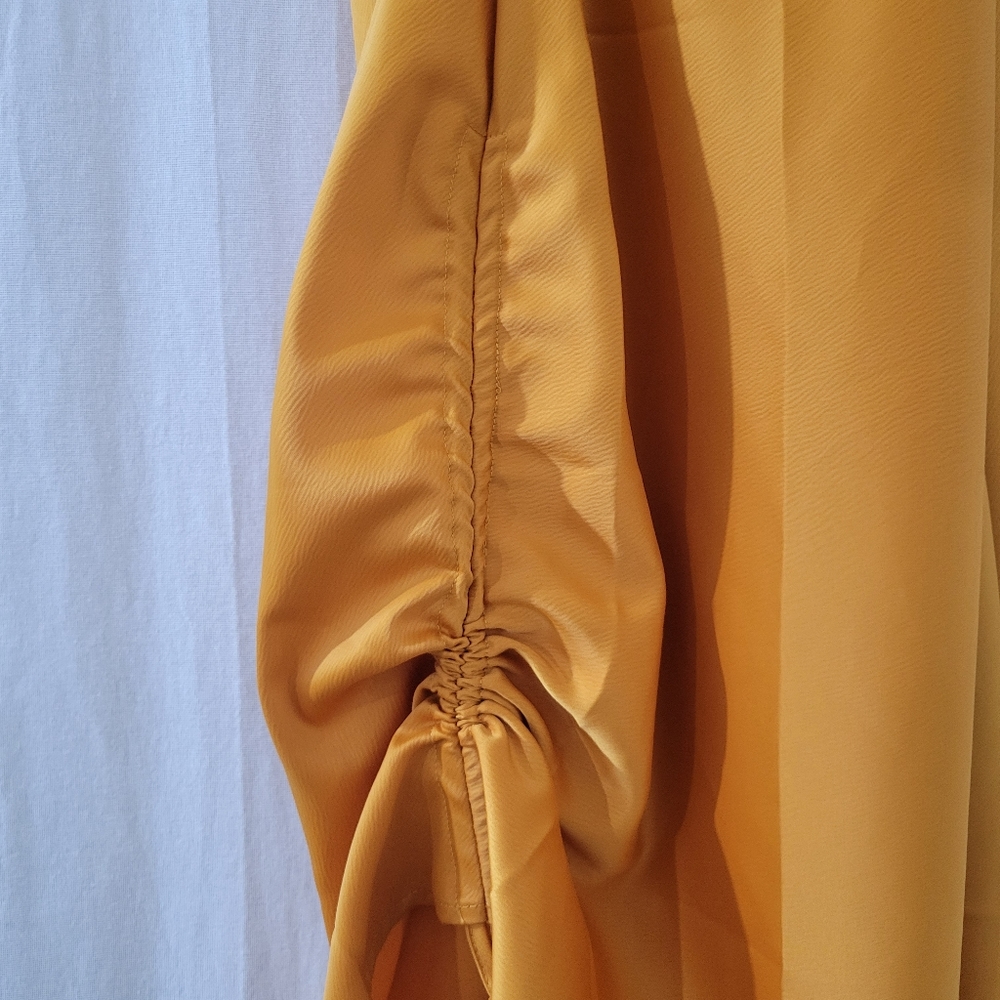 Nasty Gal Cowl Neck Mini Dress with Ruched Sides in Yellow Gold Women’s Size 14 - Picture 8 of 9
